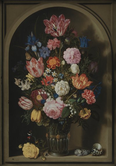 Bouquet of Flowers in a Stone Niche by Ambrosius the Elder Bosschaert